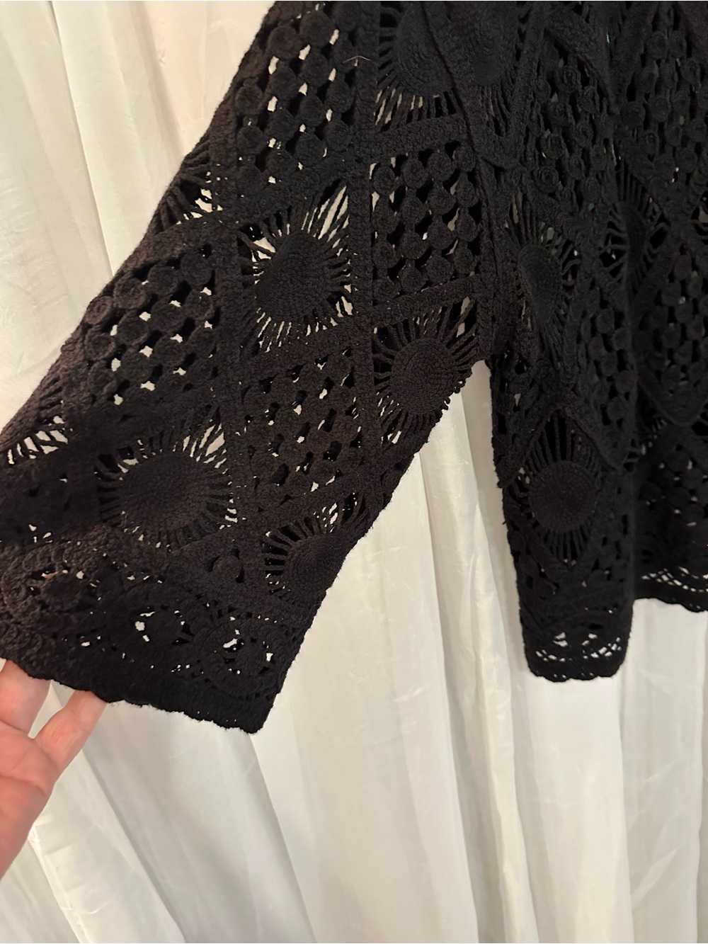 a.n.a Black Crochet Knit Top with Open Lace Motif - Picture 3 of 7
